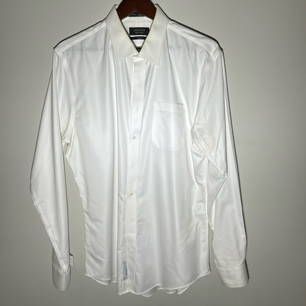 Nordstroms Men’s White Trim Fit dress shirt 17.